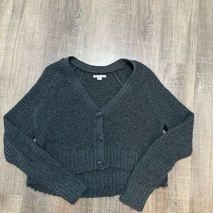 American Eagle Outfitters Dark Gray Button-Up Cardigan